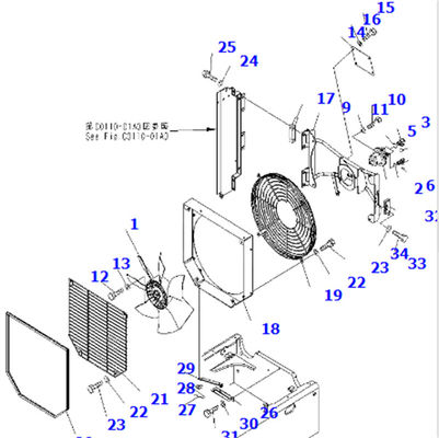 419-03-33242 Motor kipas WA320-5 Radiator Motor Penggerak Kipas 419-03-33242 Untuk Komatsu